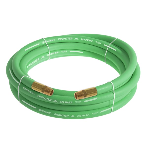 1/2" x 20' Green EPDM Rubber Air Hose, 300 PSI, 1/2" MNPT x MNPT